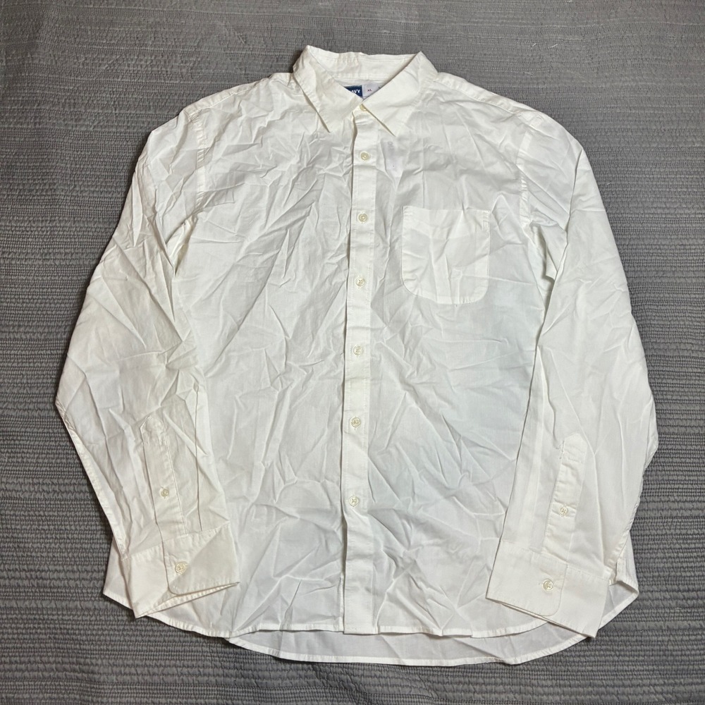 Old Navy Mens XL Slim Fit Everyday Shirt White Built-In Flex Button Down NWT